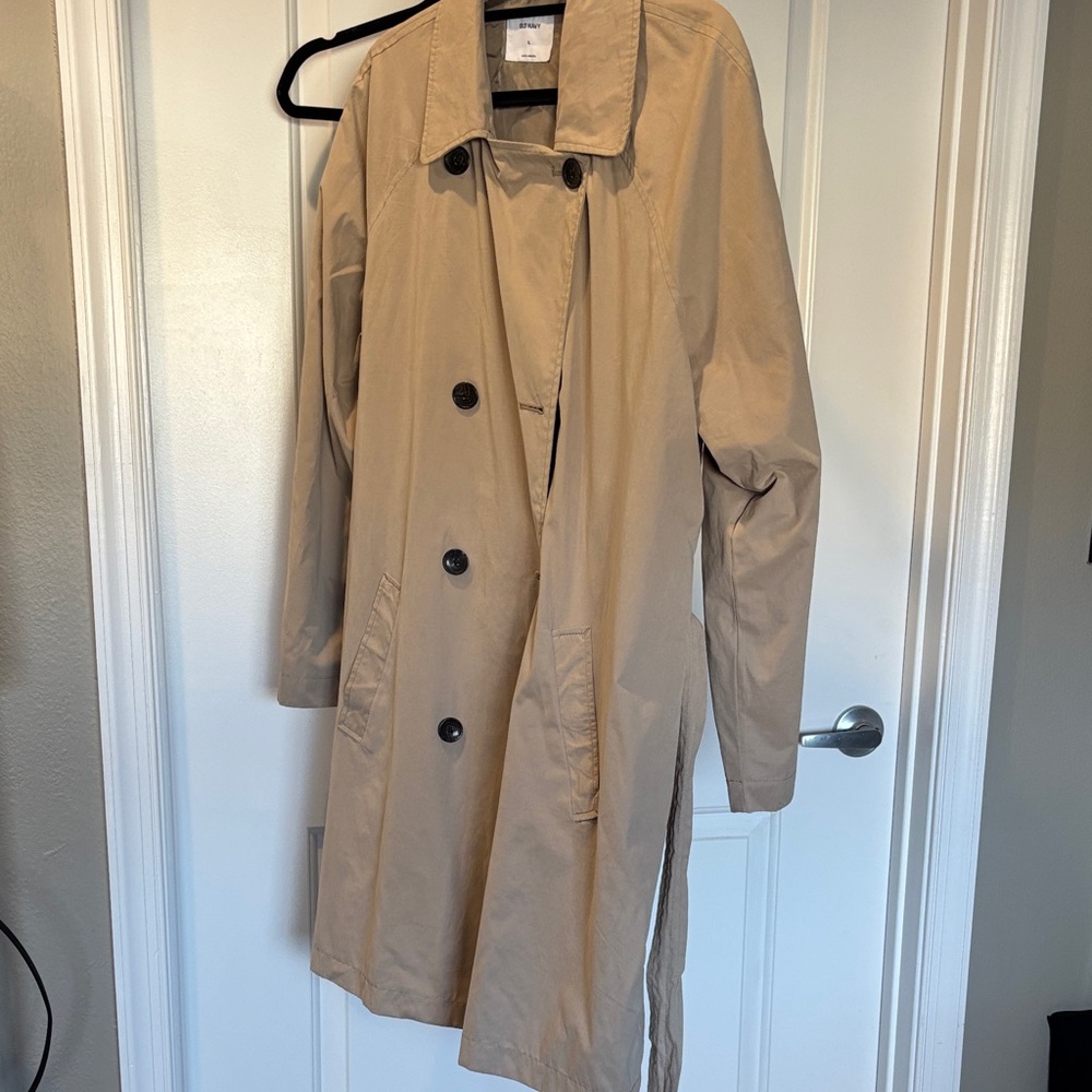 Old Navy Beige Trench Coat with Black Buttons